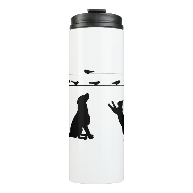 Termo Pájaros de gato de perro Silhouettes Mascotas de h (Anverso)
