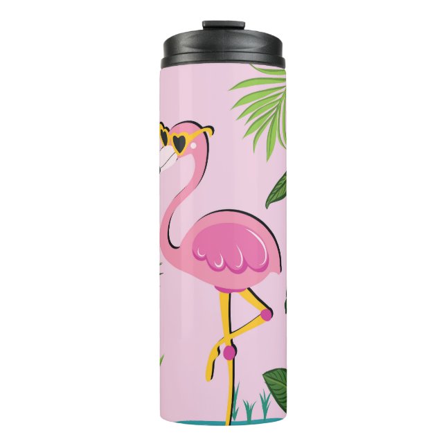 Termo Palm Flamingo deja diseño tropical (Anverso)