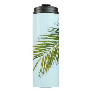 Termo Palma Tropical Verde en Azul Claro