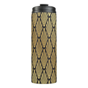 Termo Palmas Art Deco: Oro Negro.