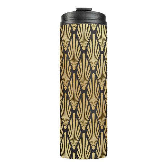 Termo Palmas Art Deco: Oro Negro. (Anverso)
