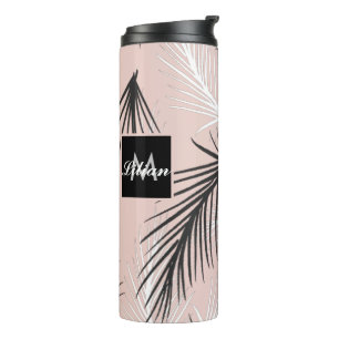 Termo Palmas Blanco Negro Tono Terroso Rosa