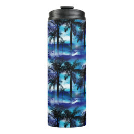 Termo Palmeras morosas - Tumbler termal tropical azul pú