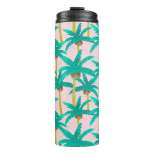 Termo Palmeras Tropicales: Patrón de verano acuarela