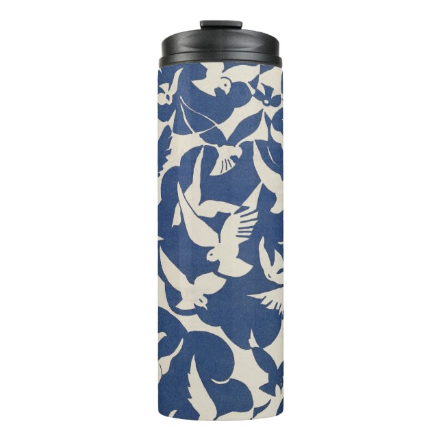 Termo Palomas elegantes en blanco y azul (Anverso)