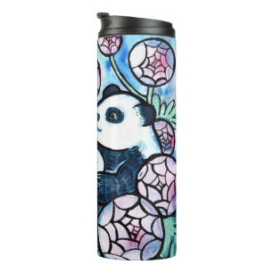 Termo Panda Bear Flores Moradas Amantes de la Naturaleza