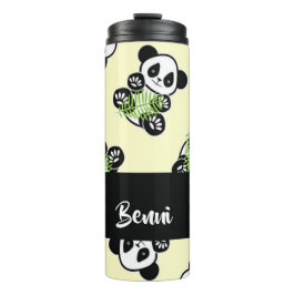 Termo Panda bear with green bamboo leaves
