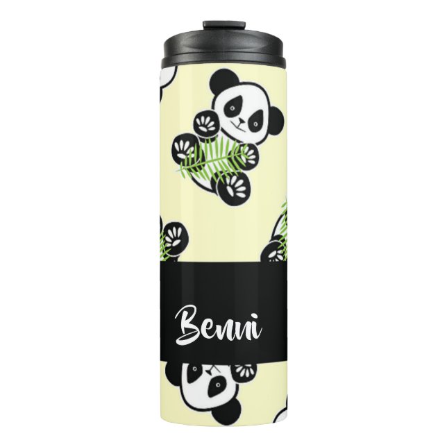 Termo Panda bear with green bamboo leaves (Anverso)