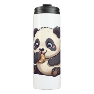 Termo Panda comiendo una galleta