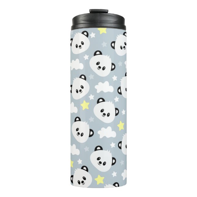 Termo Panda con estrellas y patrones de nubes (Anverso)