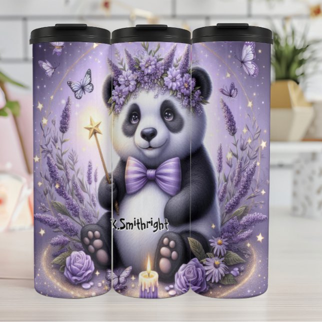 Termo Panda con una corona de flores (Subido por el creador)