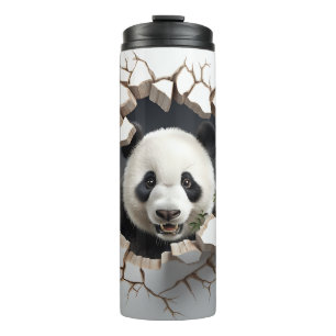 Termo Panda Crackearon Hole Art Panda Rompía Wall 3D