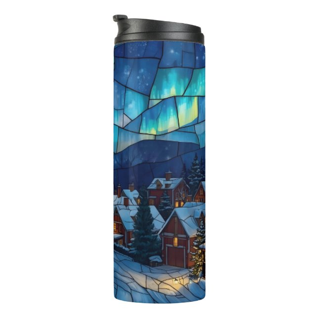Termo Panoramic stained glass winter village (Rotado hacia la derecha)