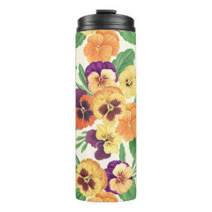 Termo Pansies en blanco roto