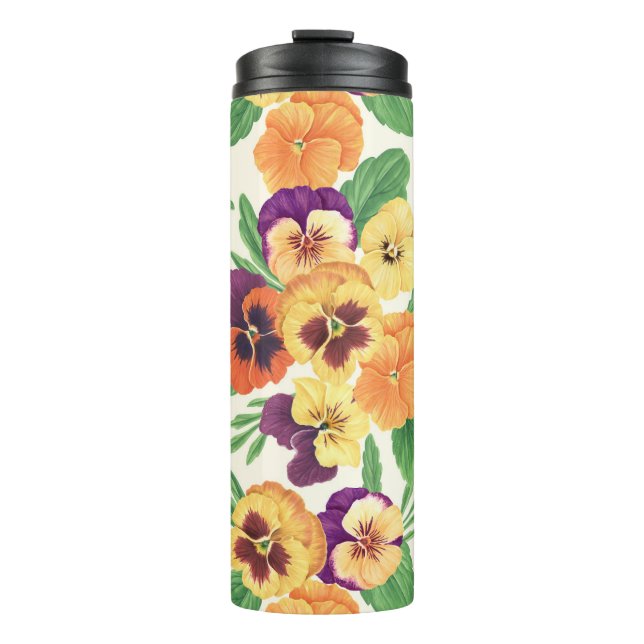 Termo Pansies en blanco roto (Anverso)