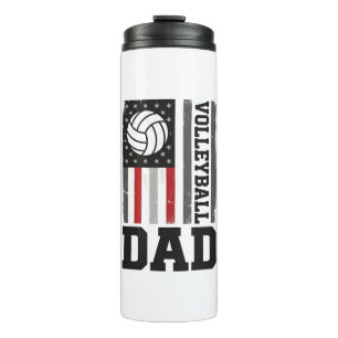 Termo Papá de voleibol bandera americana grabado vintage