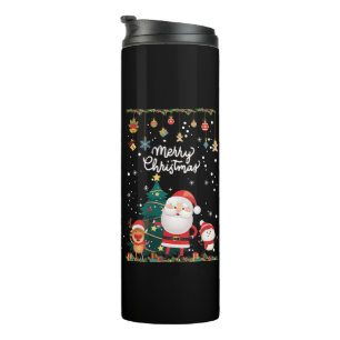 Termo Papá Noel divertido, muñeco de nieve, reno Feliz N