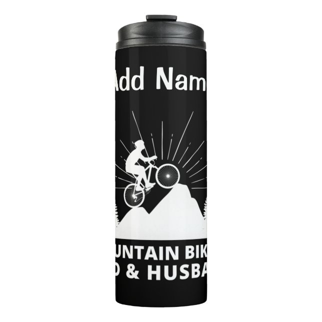 Termo Papá y marido en bicicleta de montaña (Anverso)