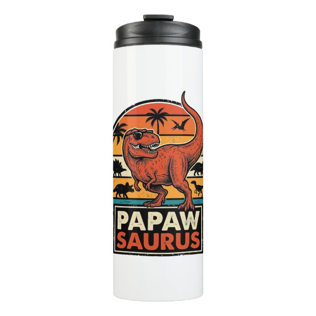 Termo Papawsaurus Diseño Vectorial Retro Dinosaurio Atar (Anverso)