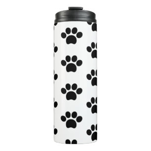 Termo Papel de perro gato negro tierno lindo en blanco