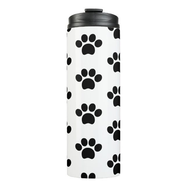 Termo Papel de perro gato negro tierno lindo en blanco (Anverso)