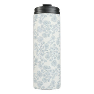 Termo Papel de regalo floral botánico azul vintage