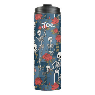 Termo Papel denim con problemas con esqueletos y Rosas