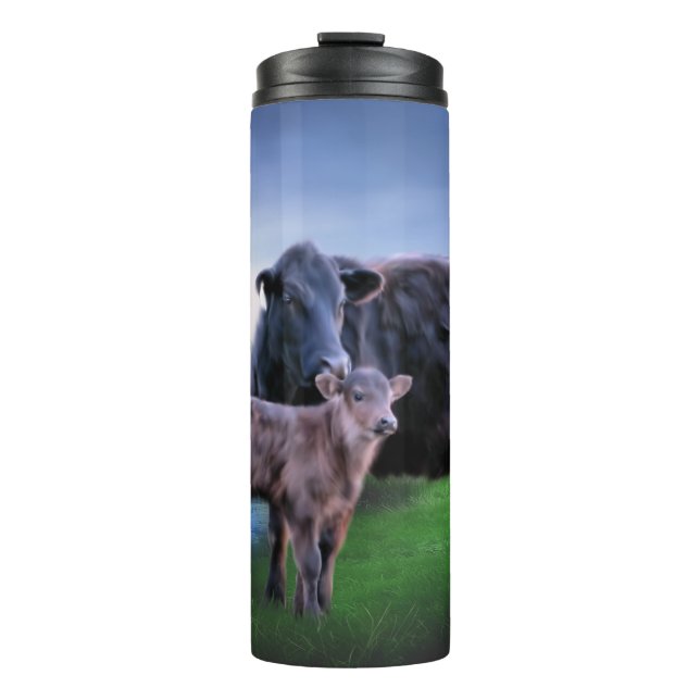 Termo Par de ternera de vaca negro (Anverso)