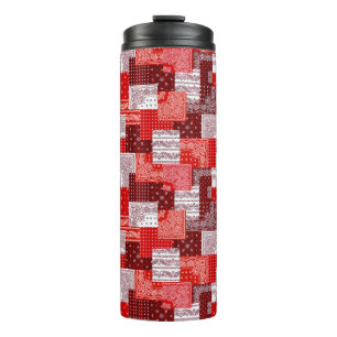 Termo Parche de bandana roja de patchwork de paisley pat