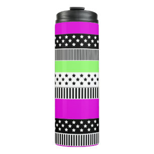 Termo Parche de rayas negras y blancas y neonesas