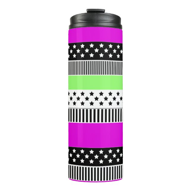 Termo Parche de rayas negras y blancas y neonesas (Anverso)