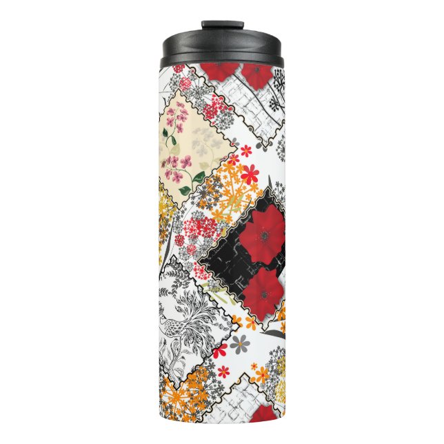 Termo Parches de tejido retro vintage sin inconvenientes (Anverso)