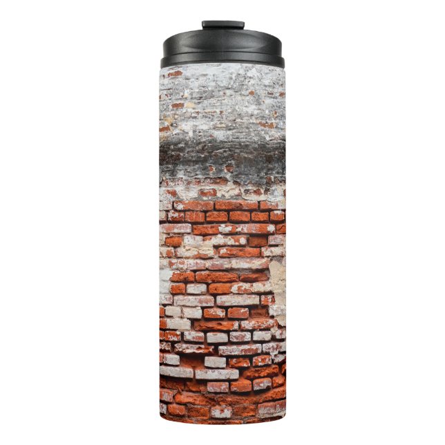 Termo  pared de ladrillo en la carretera abandonada, abs (Anverso)