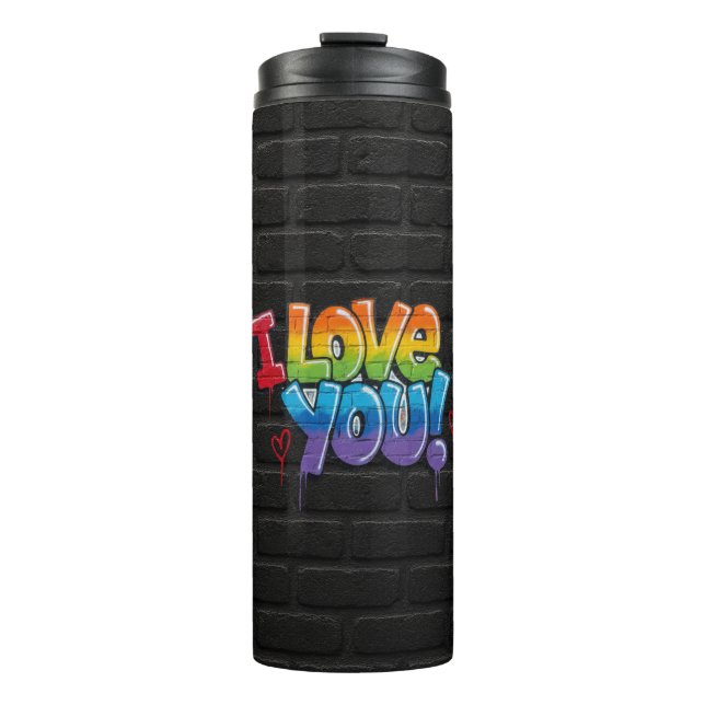 Termo Pared de ladrillo negro con grafiti “¡Te quiero!” (Anverso)