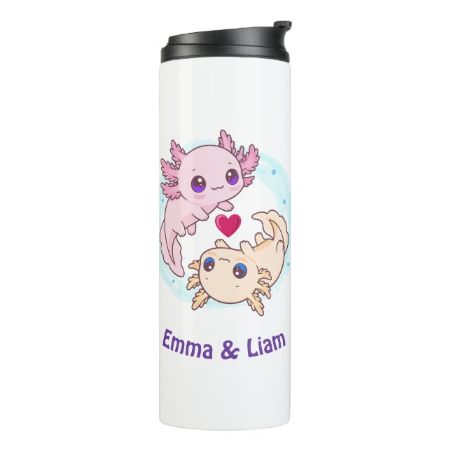 Termo Pareja de Axolotl Personalizada San Valentín (Rotado hacia la izquierda)