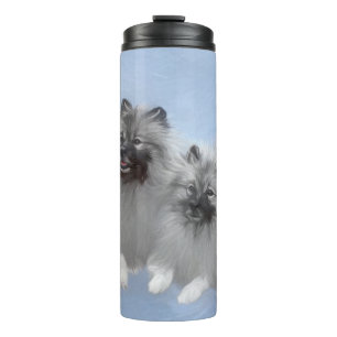 Termo Pareja de Keeshond Pintura de Kees Arte Animal Ori