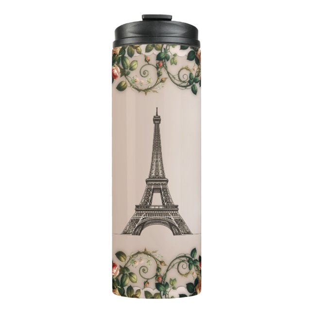 Termo Paris Rosa Vines Eiffel Torre Shabby Chic (Anverso)
