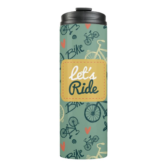 Termo Pasemos por el moderno patrón de bicicleta verde (Anverso)
