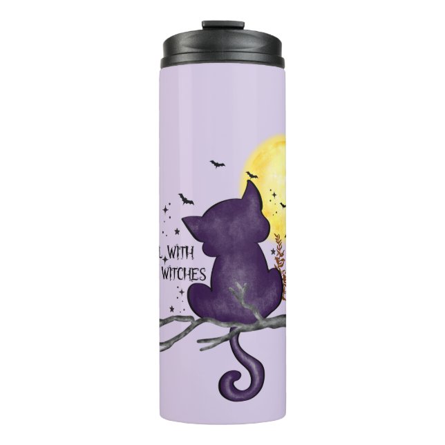 Termo Paseo Con Testigos Locos - Gato Negro Y Luna Llena (Anverso)