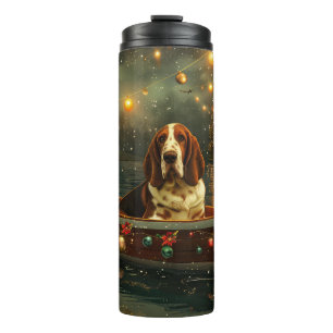 Termo Paseo festivo de Navidad del Basset Hound