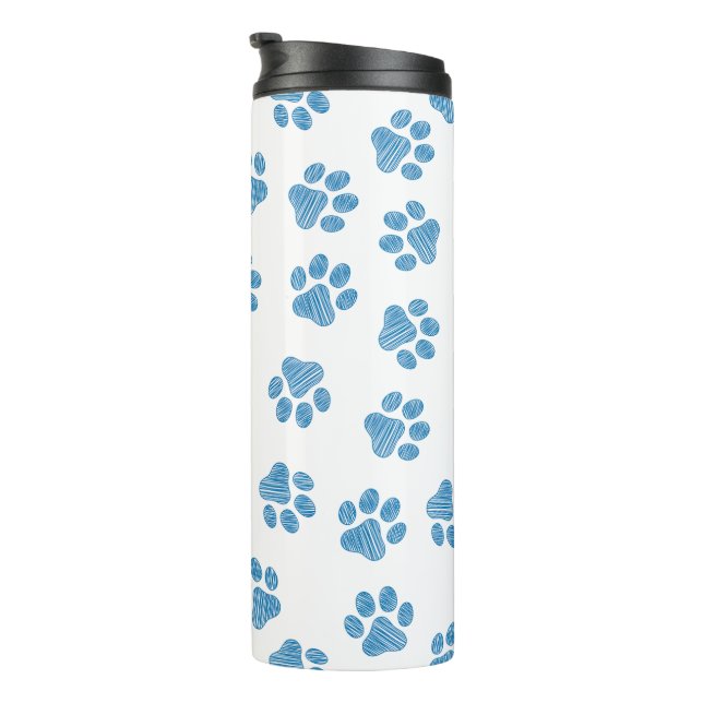 Termo Pasta de perro, garras de perro, patas azules (Rotado hacia la derecha)