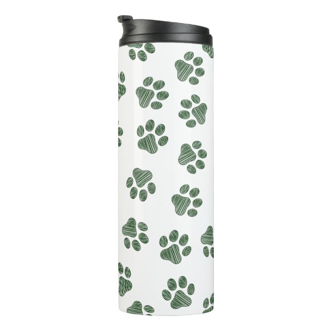 Termo Pasta de perro, garras de perro, patas verdes (Rotado hacia la derecha)