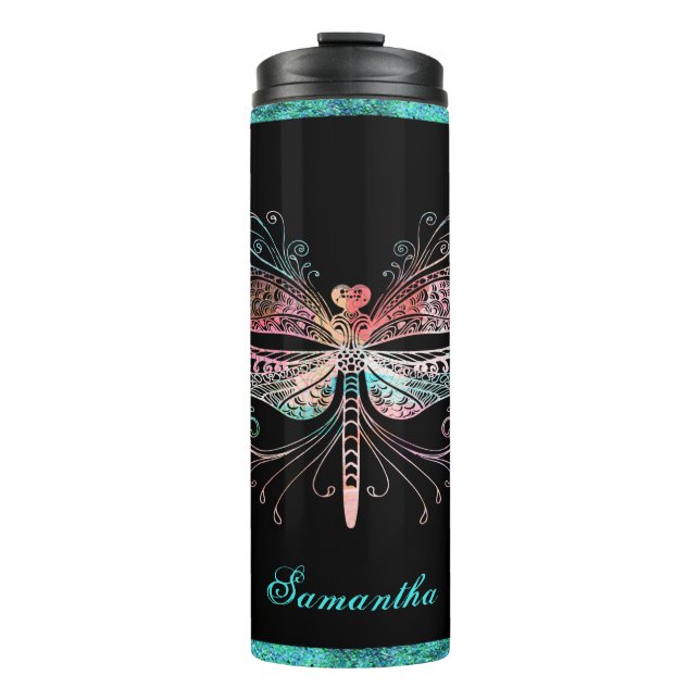 Termo Pastel Abstract Dragonfly Black (Anverso)