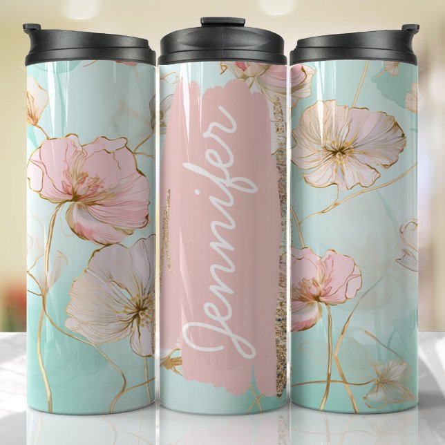 Termo Pastel Añadir nombre Personalizado regalo (Floral Personalized Tumbler)