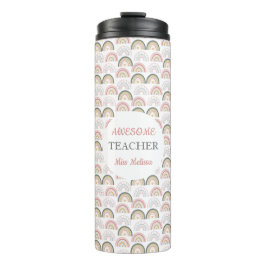 Termo Pastel Arcoiris con patrón cardíaco Impresionante