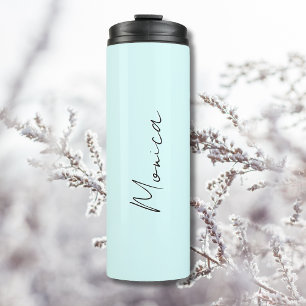 Termo Pastel Cyan Black Elegant Minimal Personalizado