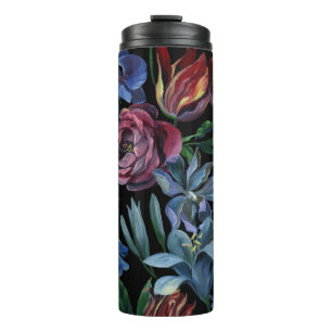 Termo Pastel de aceite floral: patrón sin foco
