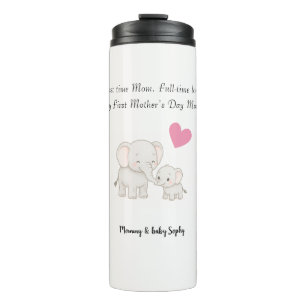 Termo Pastel dulce mami elefante y niño -