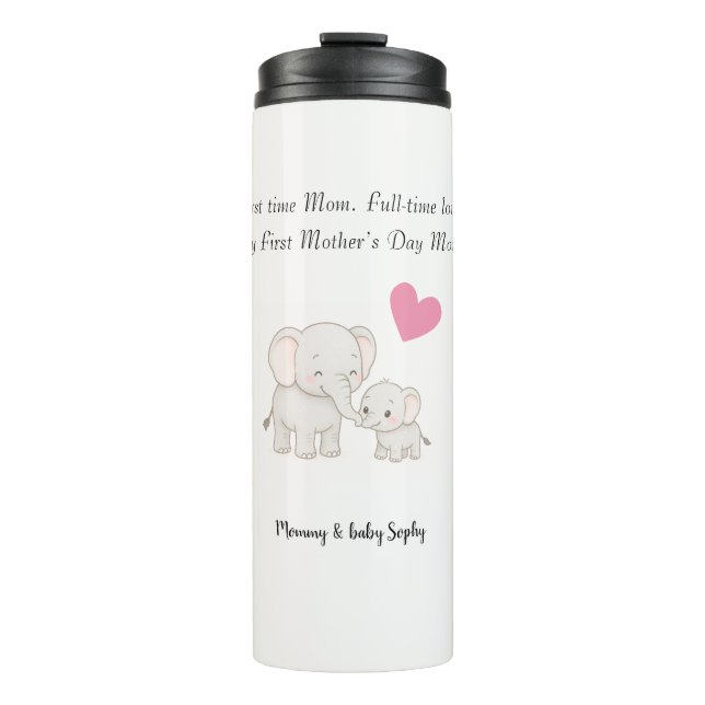 Termo Pastel dulce mami elefante y niño - (Anverso)