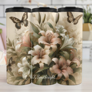Termo Pastel Lily Bouquet Butterflies